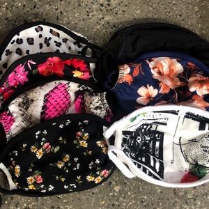 5 REUSABLE CLOTH MASKS: stop mouth & nose contact